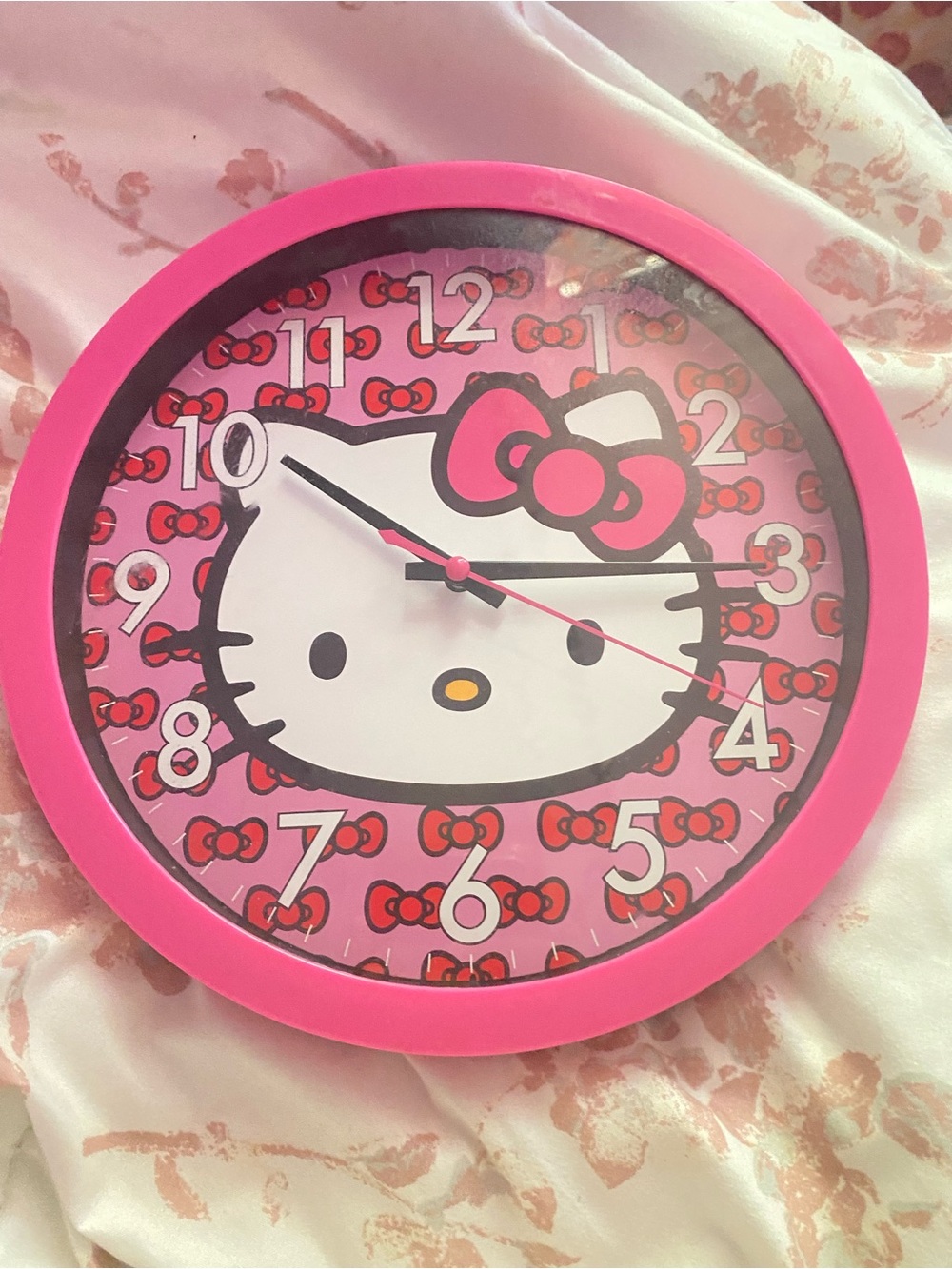 Sanrio Hello Kitty Pink and White Wall Clock